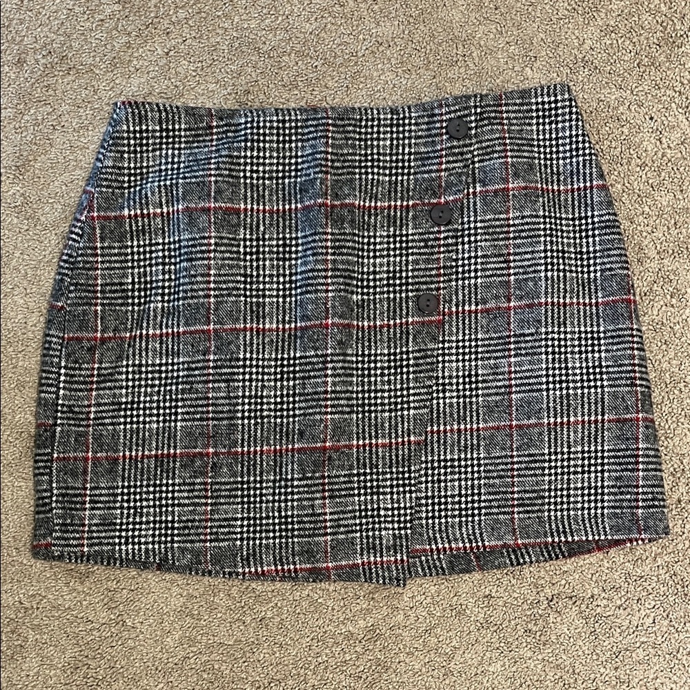 Plaid Button-Front Skirt large